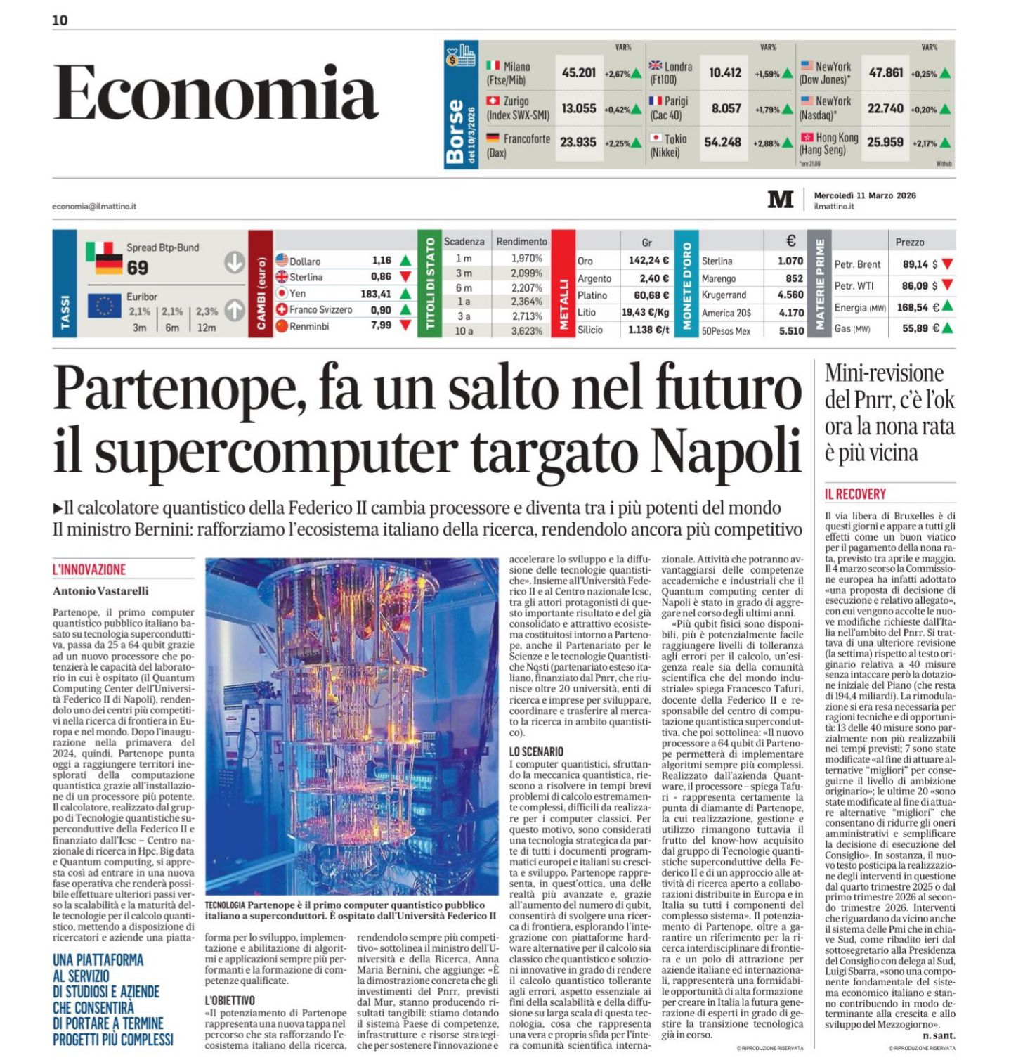 Partenope è il primo computer quantistico pubblico italiano 